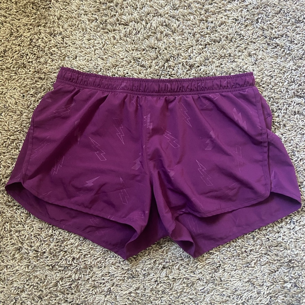 Old Navy purple/maroon lightning bolt training shorts